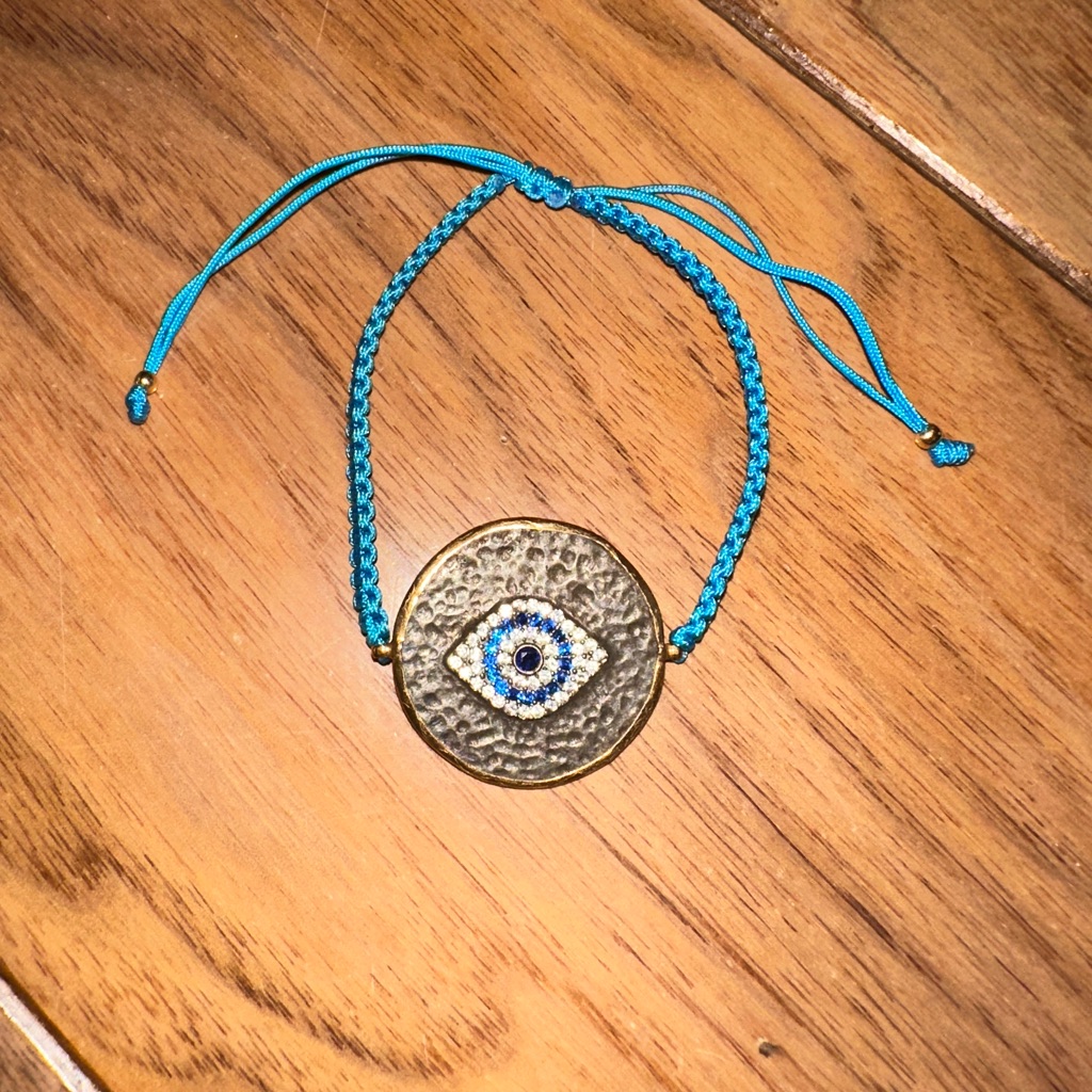 Swarovski Blue And Gold Evil Eye Bracelet 20$